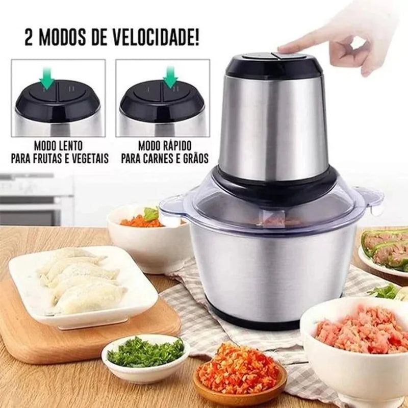 Triturador de Alimentos 2L Com 4 Lâminas Processador Elétrico 110 V Ideal Para Cozinheiros.