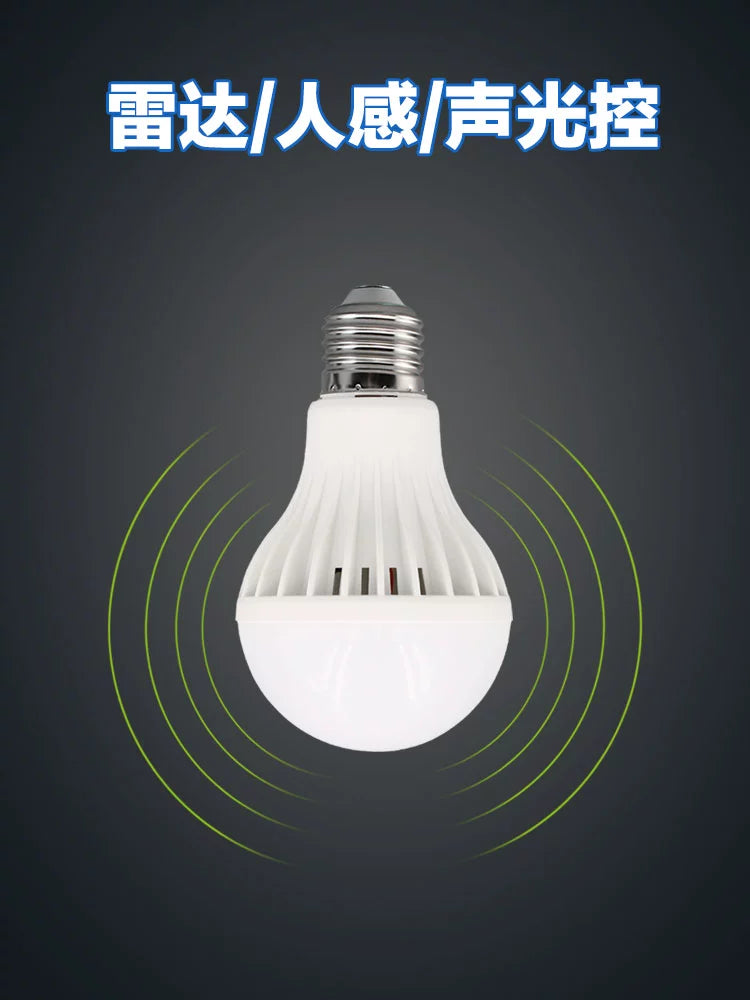 Lâmpada led de controle de som e luz, lâmpada de radar de controle de som do corredor 3w5we27, sensor de parafuso, lâmpada de economia de energia, globo