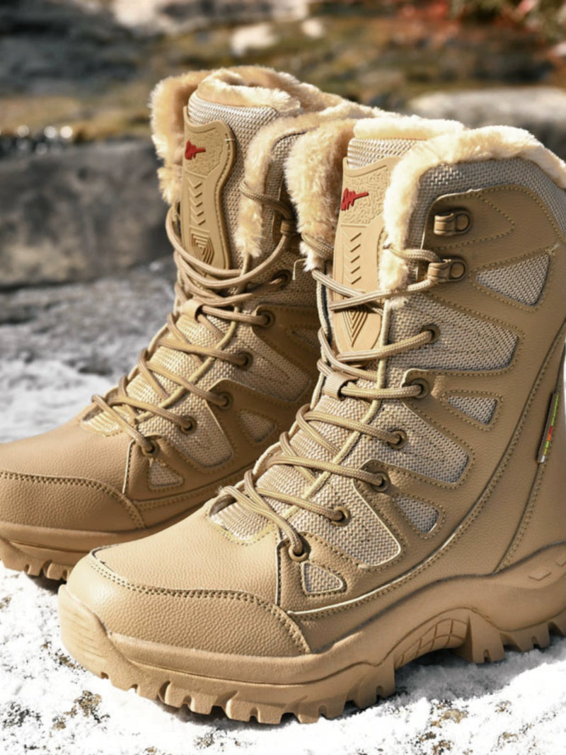 Botas de inverno com acolchoamento de algodão alto Botas masculinas das forças especiais do deserto.