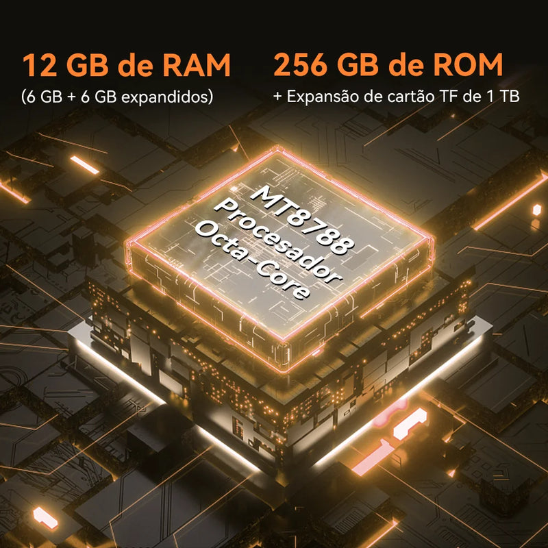 smartphone robusto à prova d'água Android 13, 12 GB de RAM (6 GB + 6 GB), 256 GB de ROM, 10600 mAh.